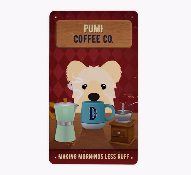 Dog Breed Coffee Co: Personalised {breedFullName} Metal Sign